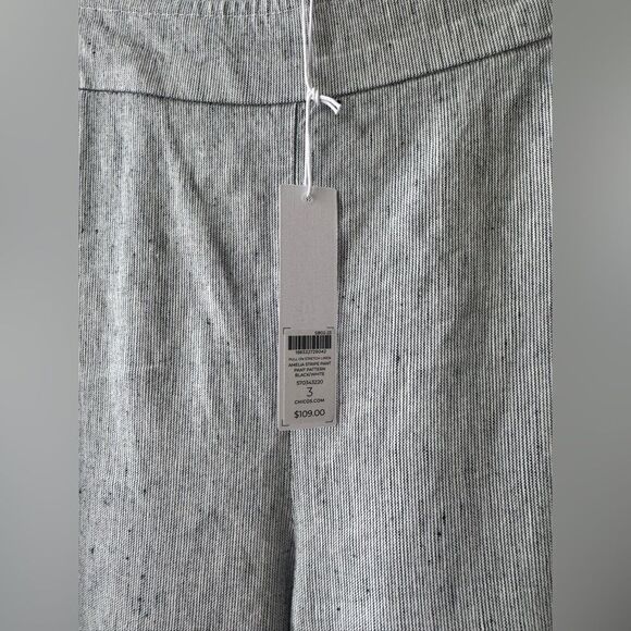 Chicos Linen-Blend Stretch Amelia Stripe Pants Size 3 - Picture 5 of 16